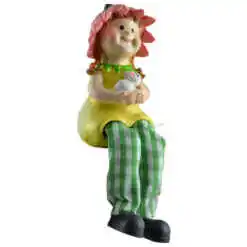 Pereche figurine copii cu animale din rasina cu picioare textil