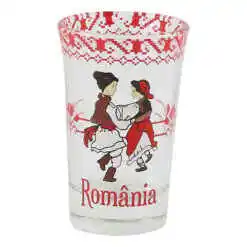 Pahar tip shot din sticla 7 CM, Dansatori populari, Romania