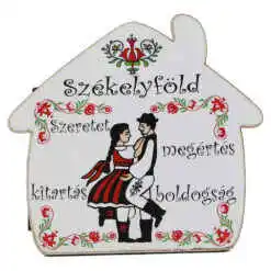 Magnet de frigider din lemn 7x6.5 CM, Casuta "Szekelyfold"