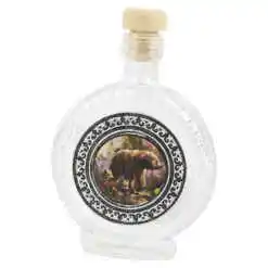 Plosca din sticla cu abtibild metalic 100 ml, Ursi