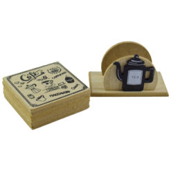 Set 6 suporturi pentru pahare, din lemn - Desgin Cafe