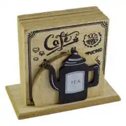 Alternative view of Set 6 suporturi pentru pahare, din lemn - Desgin Cafe