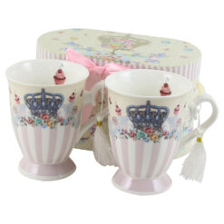 Set 2 cani din ceramica 300 ml, Coroana, cu cutie cadou