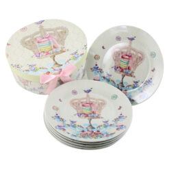 Set 6 farfurii petnru desert 19 CM, Coroana, cu cutie cadou