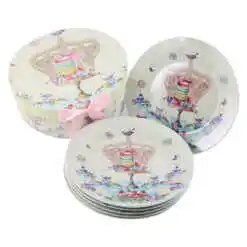 Set 6 farfurii petnru desert 19 CM, Coroana, cu cutie cadou