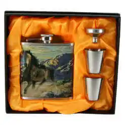 Set plosca cu palnie si 2 pahare, Cal