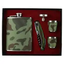 Set plosca cu briceag, 2 pahare si palnie, Design Army