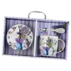 Alternative view of Cana cu lingurita si ceas din lemn "Lavender"