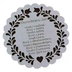 Suport realizat din lemn pentru oale - Design traditional cu mesajul "Binecuvantarea casei"