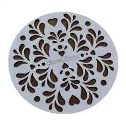 Suport realizat din lemn pentru oale - Design cu flori. inimioare si inscriptia "Romania"