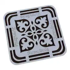 Suport realizat din lemn pentru oale - Design cu frunze si inscriptia "Romania" (Model 1)