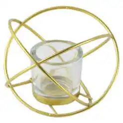 Suport lumanare din metal si pahar din sticla 14x10 CM
