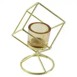Suport lumanare din metal si pahar din sticla 15x20 CM
