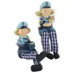 Pereche figurine copii marinari din rasina cu picioare textil 15 CM