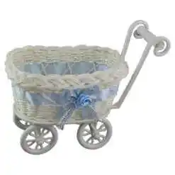 Alternative view of Suport flori din plastic Carucior, cu fundita, 19 CM