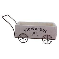 Suport flori din lemn si metal Caruta "Flowerpot" 36 CM