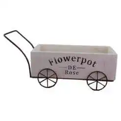 Suport flori din lemn si metal Caruta "Flowerpot" 36 CM