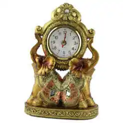 Ceas de masa din rasina aurie Elefanti 18 CM