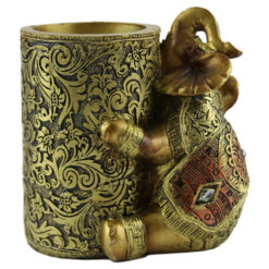 Suport creioane din rasina aurie cu elefant 11x10 CM