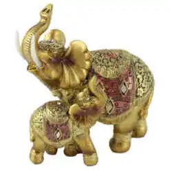 Alternative view of Figurina elefant din rasina aurie 15 cm