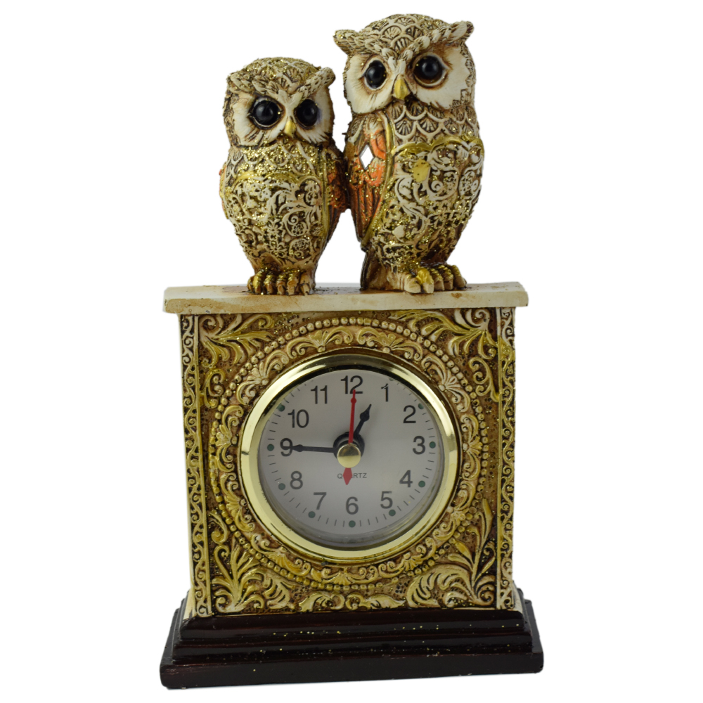 Figurine bufnita din rasina cu ceas 10x16 CM
