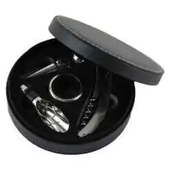 Alternative view of Set 4 accesorii vin in cutie, tirbuson, dop, antipicurator, inel din metal
