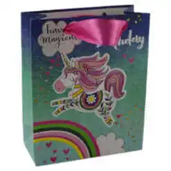Punga cadou din hartie 11x14 CM  "Have a magical birthday" Unicorn
