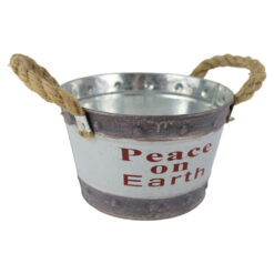 Ghiveci din metal cu manere din sfoara "Peace on Earth" 18 CM