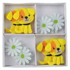 Set 12 figurine pasla cu adeziv Caine & Floare