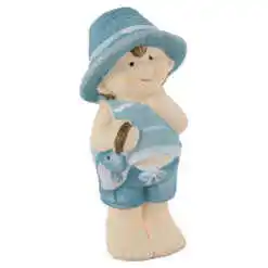 Figurina Baiat cu peste din ceramica 16 CM