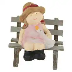 Figurina Baiat/Fata pe banca din ceramica10 CM