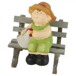 Alternative view of Figurina Baiat/Fata pe banca din ceramica10 CM