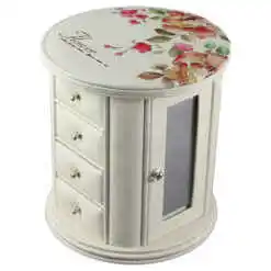 Cutie bijuterii rotunda din piele ecologica 18x20 CM Flower