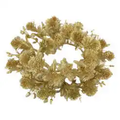 Coroana decorativa Floare Matase Aur, 24 CM