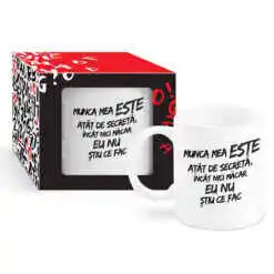 Cana ceramica 300 ml "Munca mea este...", in cutie decorativa - Boss Mug