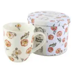 Cana portelan 400 ml in cutie metalica "Wild Poppies"