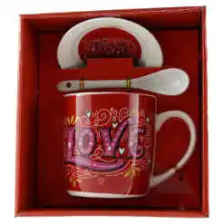 Cana cu farfurie si lingurita Love 9 CM - Design