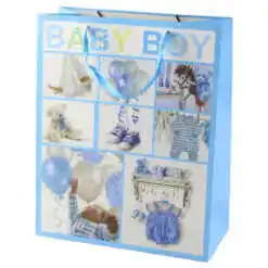 Punga cadou din hartie 26x32 CM - Baby Boy collage