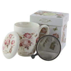 Cana portelan cu infuzor metalic si capac 380 ml "Beautiful Rose"