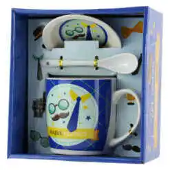 Cana cu farfurie si lingurita din ceramica "Nasul Perfect"