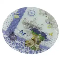 Platou servire rotunda din sticla 20 CM - Lavanda