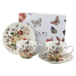 Set 2 cesti cu farfurii din portelan 270 ml "Zahra" in cutie decorativa