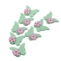 Set 8 decoratiune fluture autoadeziva din lemn 4.5 CM