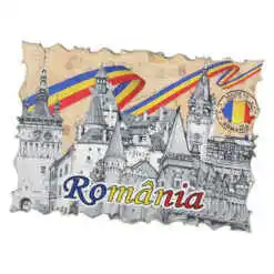 Alternative view of Magnet frigider din lemn Romania 7x5 CM