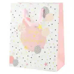 Punga cadou din hartie 18x23 CM - "Boldog Szulinapot", baloane aurii