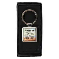 Breloc personalizat "Father and Son Best Friends for Life", metalic
