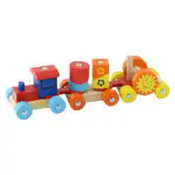 Trenulet cu doua vagoane din lemn 27 CM
