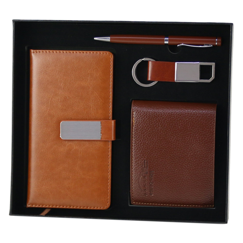 Set cadou pentru barbati, 4 piese - Agenda, portofel, breloc, pix