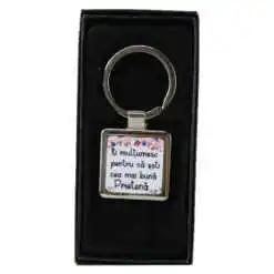 Breloc personalizat "Iti multumesc Prietena" metalic