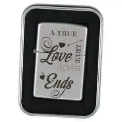 Bricheta metalica "True Love Never Ends" 3.5x5.5 CM, Argintiu